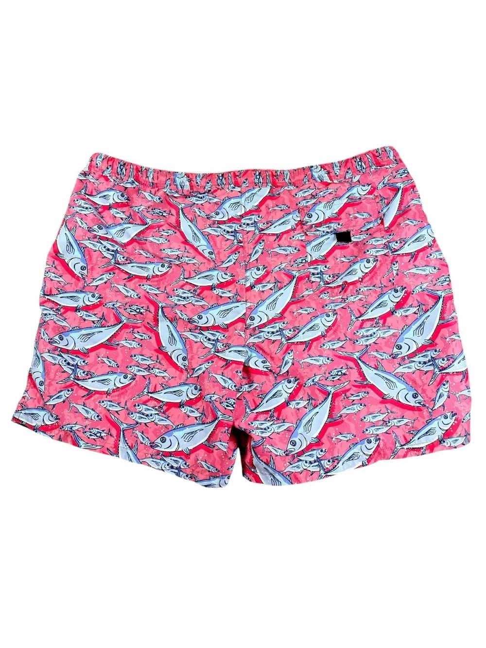 Vineyard Vines Chappy Swim Trunks XL Pink Tuna Fish Print 7” Mesh Lined